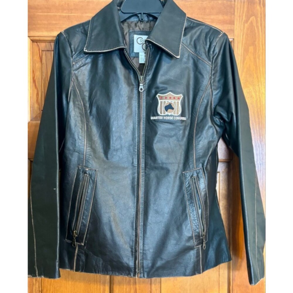 Cripple Creek Distressed Brown Leather Jacket Women’s Medium Qtr Horse Congress